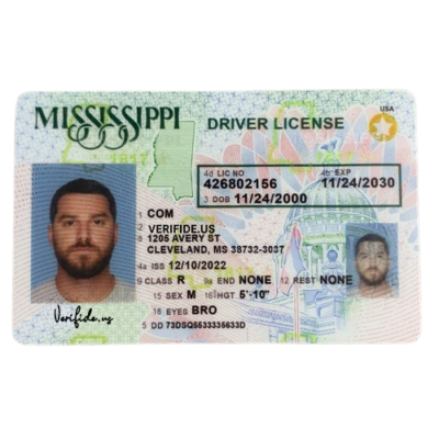 Mississippi Scannable Driving License Card - High-Quality